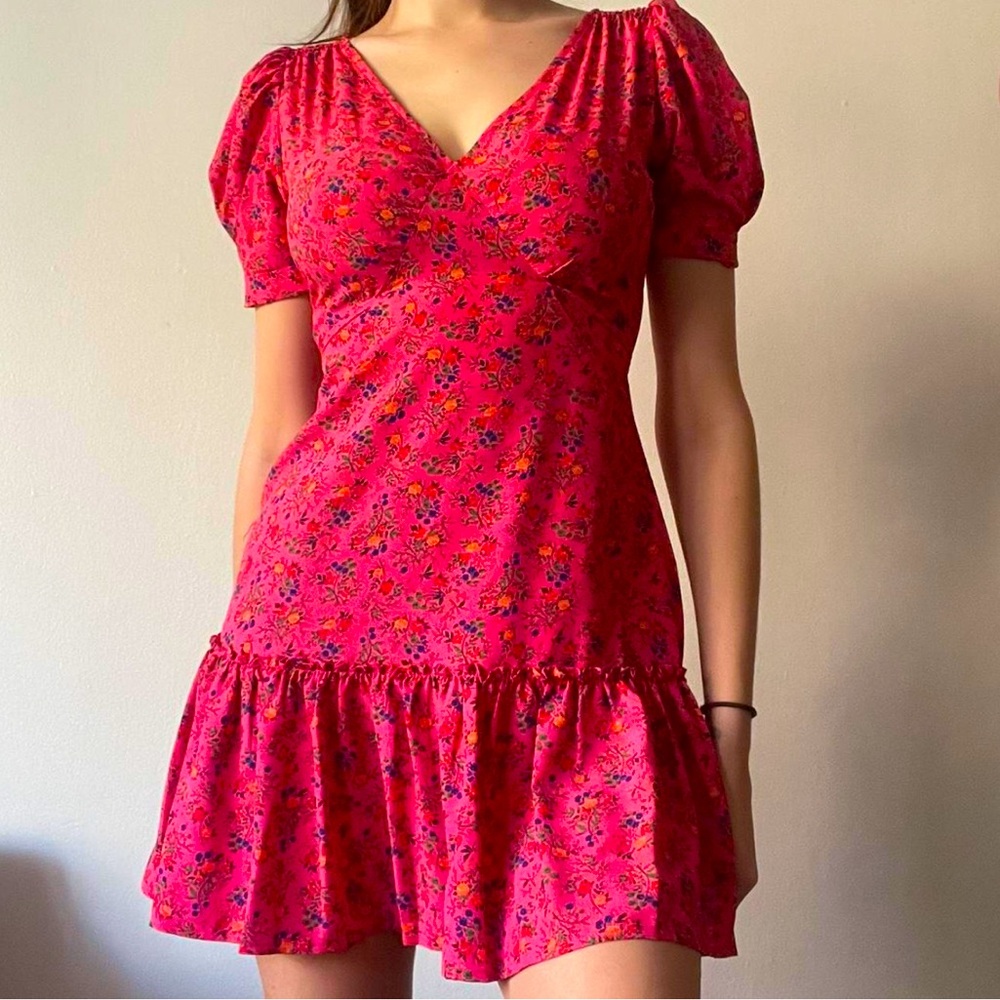 Betsey Johnson Hot Pink Floral Mini Dress